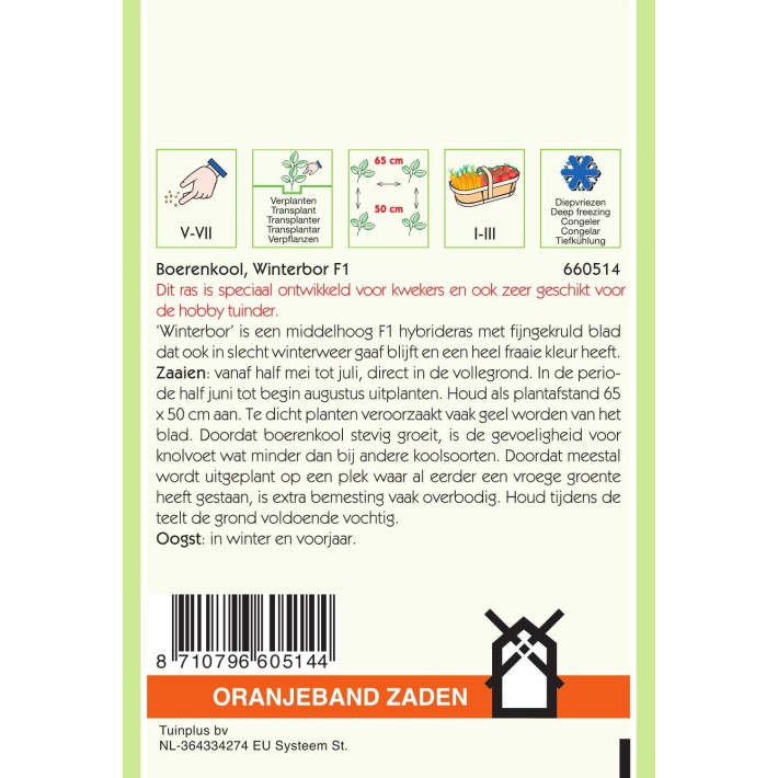 Oranjeband® Borecole Or Kale Reflex/ Winterbor F1