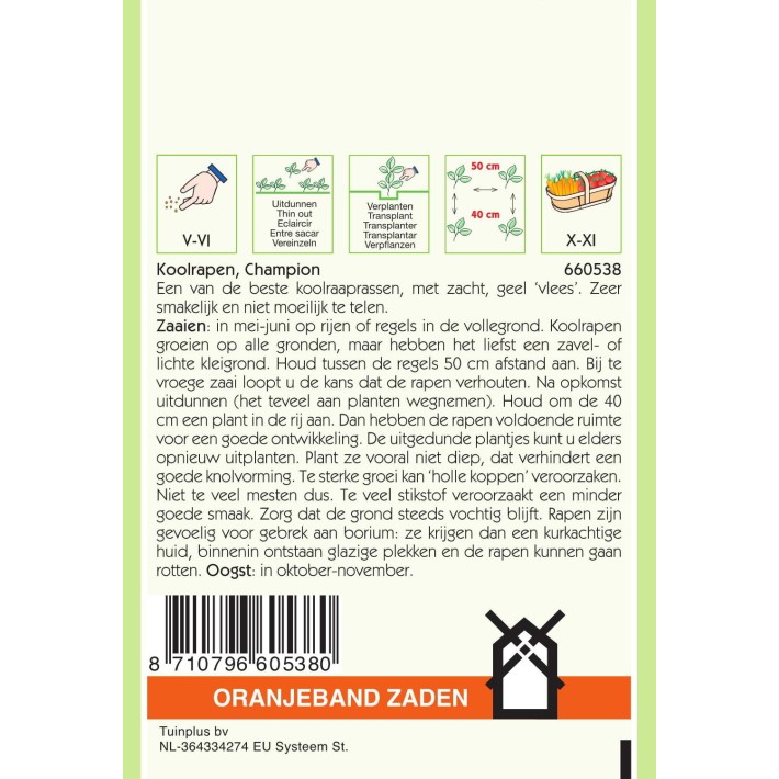 Oranjeband® Chou Navet Champion, jaune à collet rouge