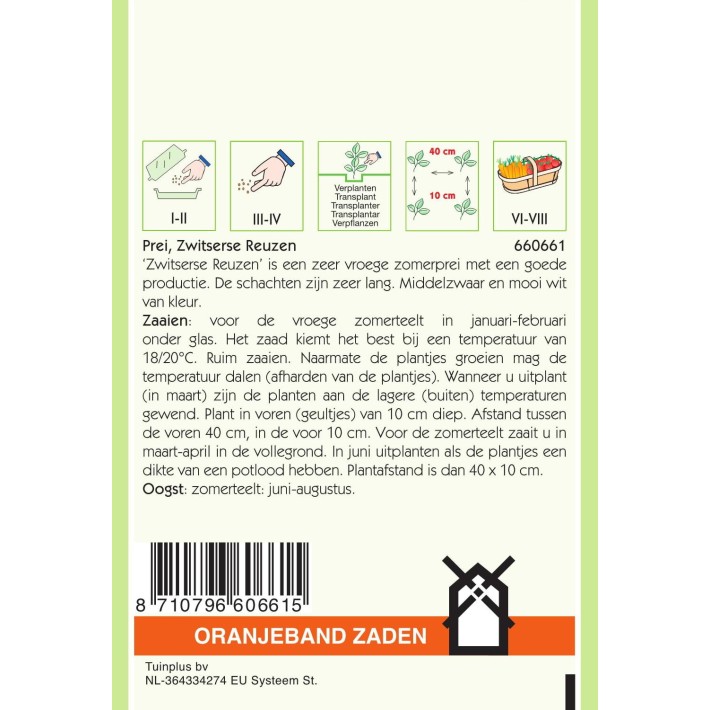 Oranjeband® Poireau Géant de Suisse (Gros D'Eté)