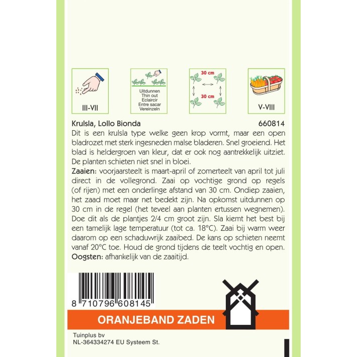 Oranjeband® Lettuce (Leaf) Lollo Bionda