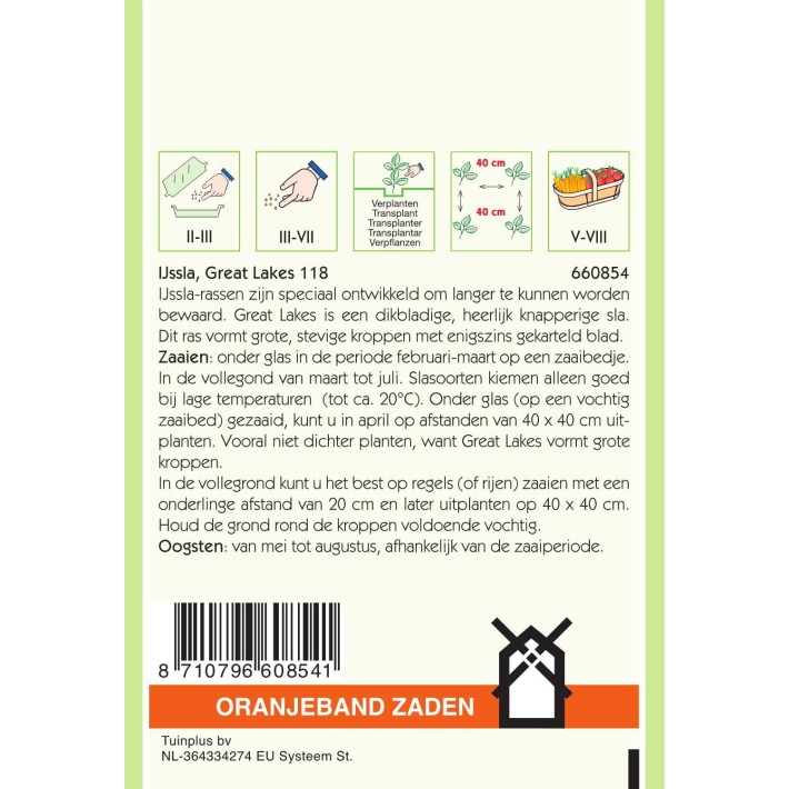 Oranjeband® Lettuce (Crisp) Great Lakes 118