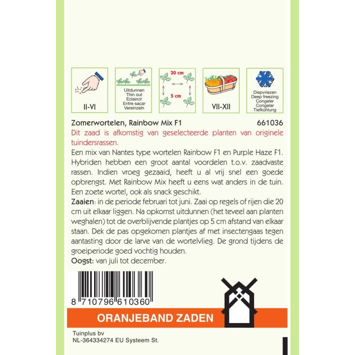 Oranjeband® Specialties Carotte d'été Rainbow Mix F1