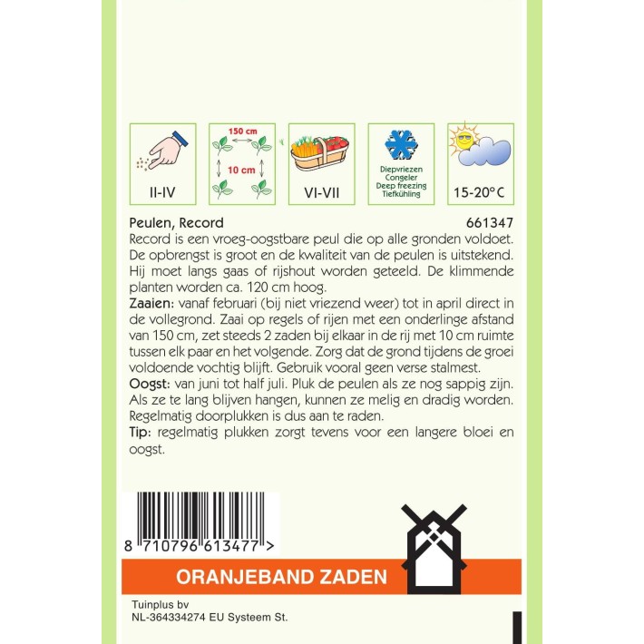 Oranjeband® Pois mangetout Record 25g