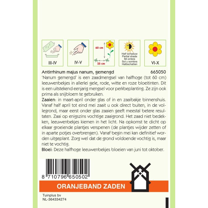 Oranjeband® Antirrhinum majus nanum semi-tall mixed