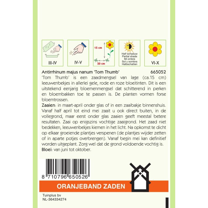 Oranjeband® Antirrhinum Maj. Pumilum Tom Thumb Mixed