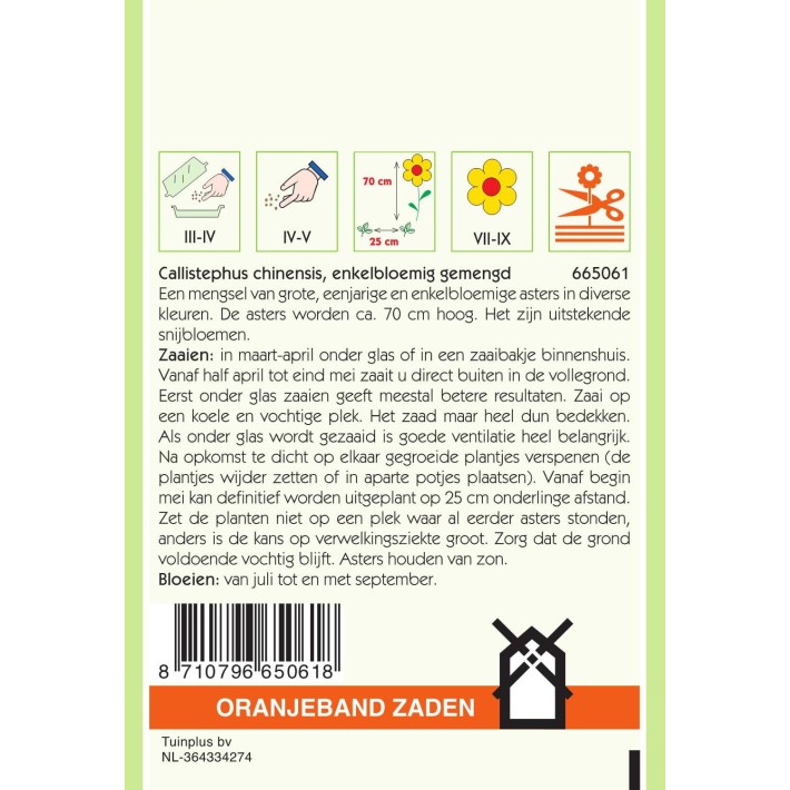 Oranjeband® Callistephus Super Chinensis Single Mixed