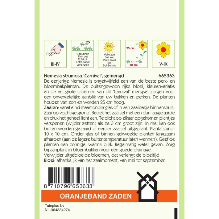 Oranjeband® Nemesia Carnaval Couleurs Variees