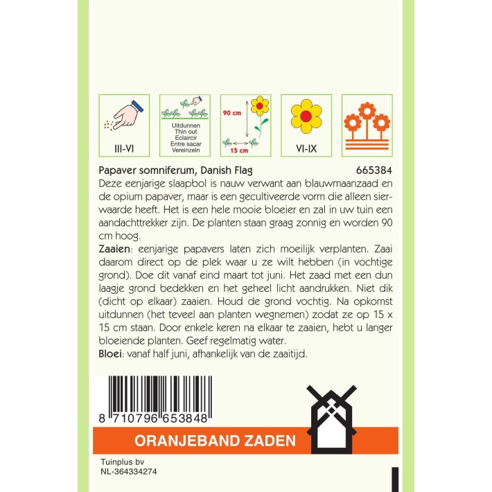 Oranjeband® Papaver Paeoniflorum  Danish Flag