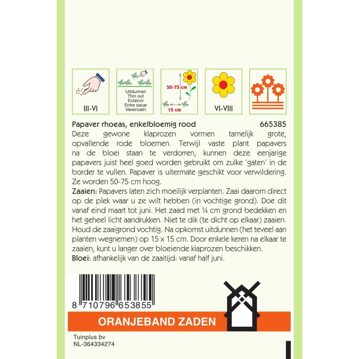 Oranjeband® Pavot Rhoeas