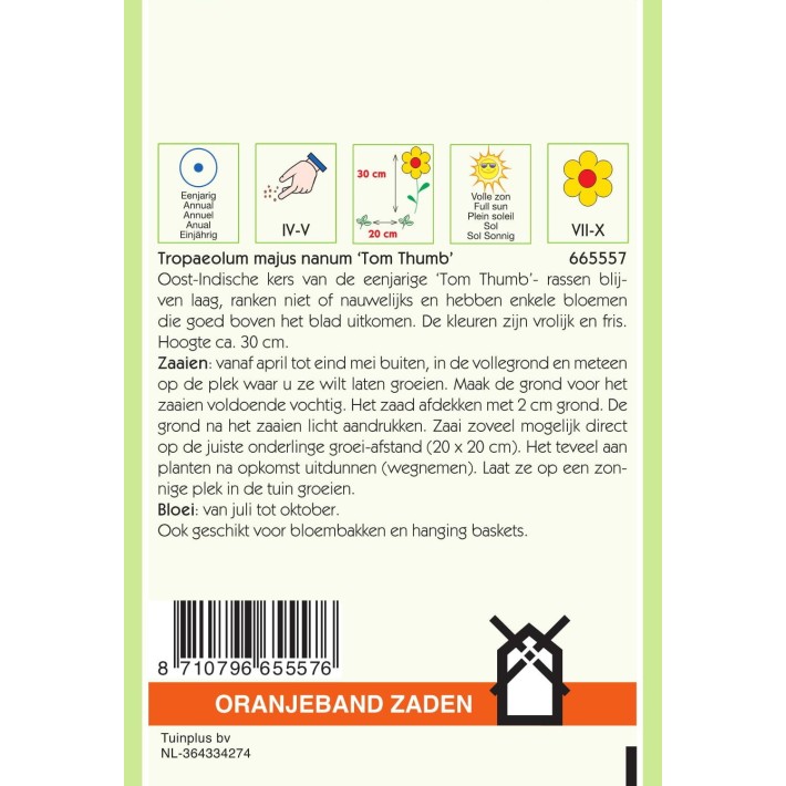 Oranjeband® Capucine naine Tom Pouce simple variée