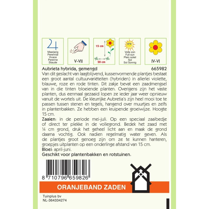 Oranjeband® Aubrietia Hybrida A Gr. Fleur Variee