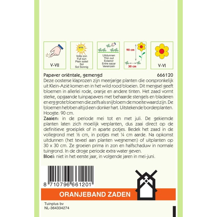 Oranjeband® Coquelicot Pavot d'Orient