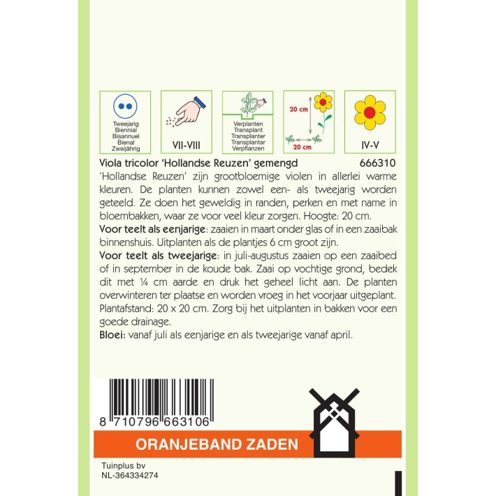 Oranjeband® Viola Wittr. Clear Crystals Mixed