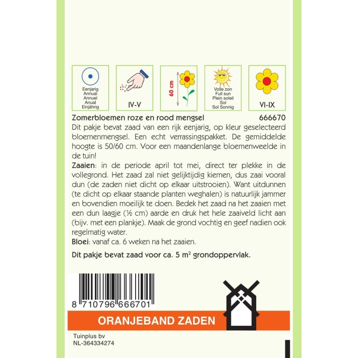 Oranjeband® Summerflowers, Mix of rose and red shades