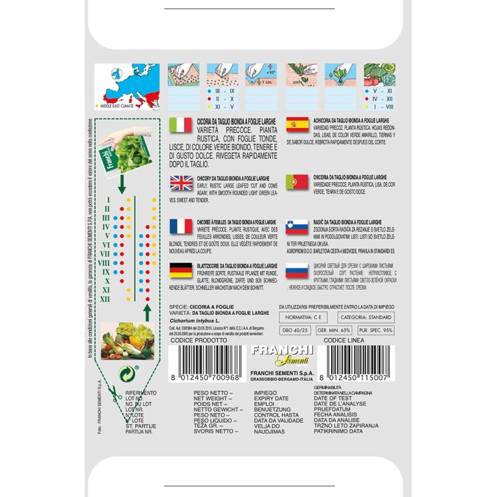 Fr Cichory, Cicoria Bonda foglie larghe 40/25