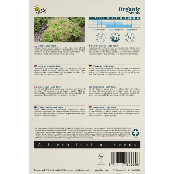 Buzzy® Organic Laitue à couper Lollo Rossa(BIO)
