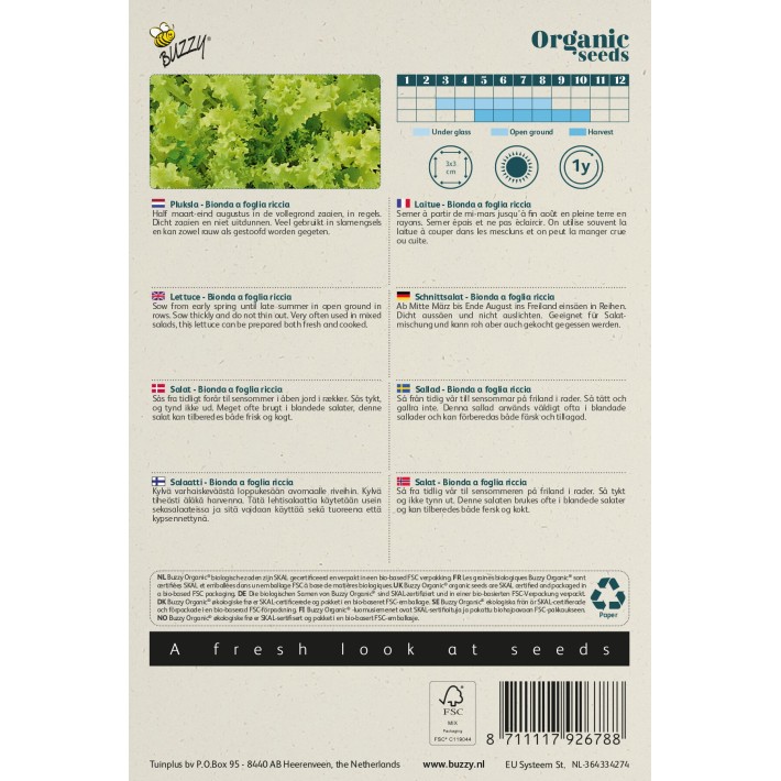 Buzzy® Organic Laitue Bionda a foglia riccia (BIO)