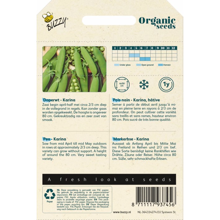 Buzzy® Organic Pois nain Karina, hâtive (BIO)