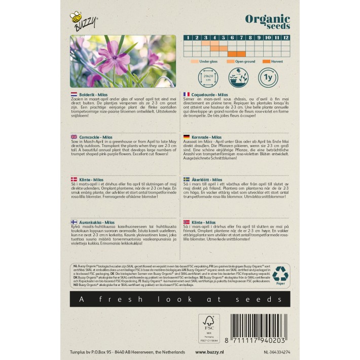 Buzzy® Organic Agrostemma, Coquelourde Milas (BIO)