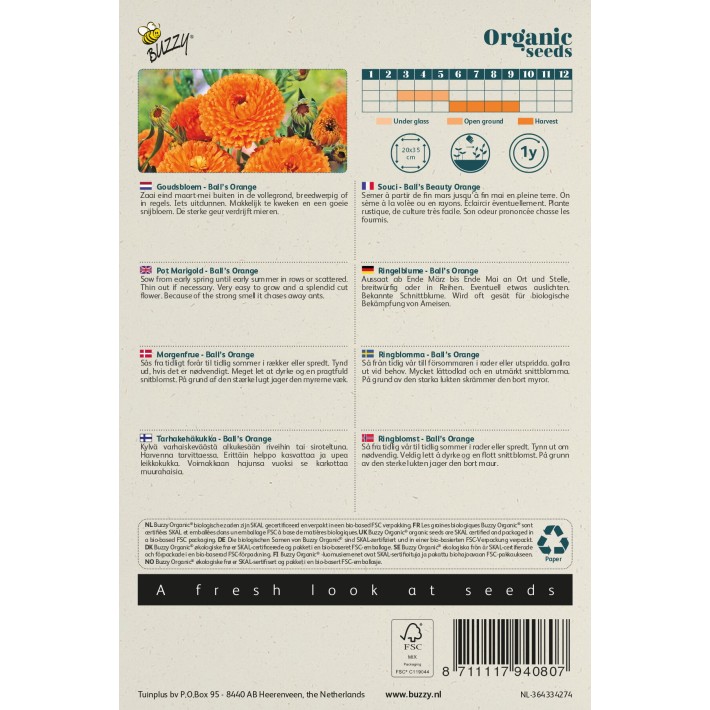 Buzzy® Organic Pot Marigold Ball's Orange (BIO)