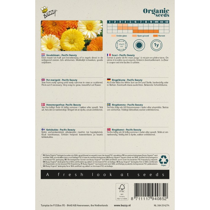 Buzzy® Organic Pot Marigold Pacific Beauty (BIO)