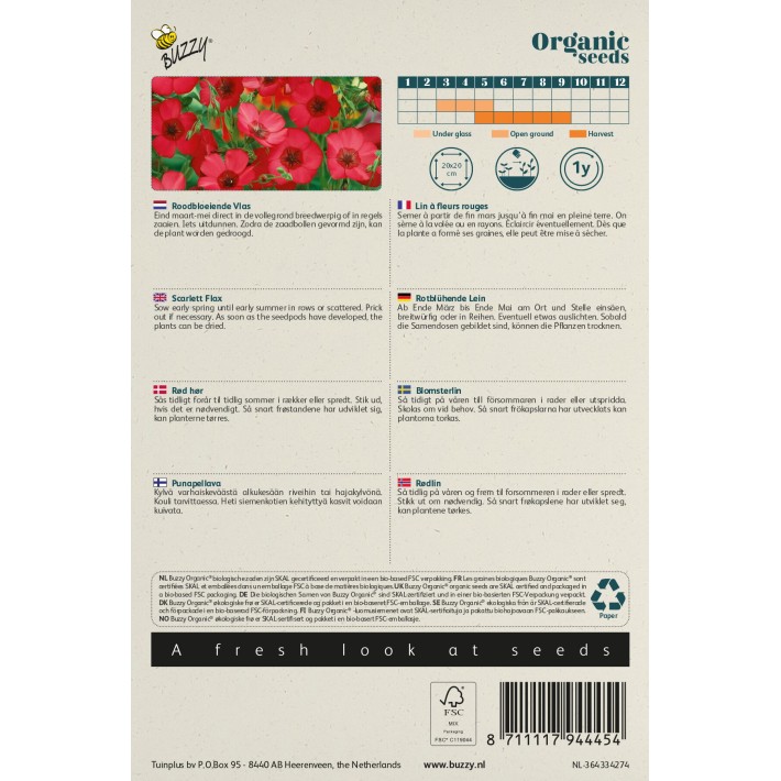 Buzzy® Organic Lin à fleurs rouges (BIO)