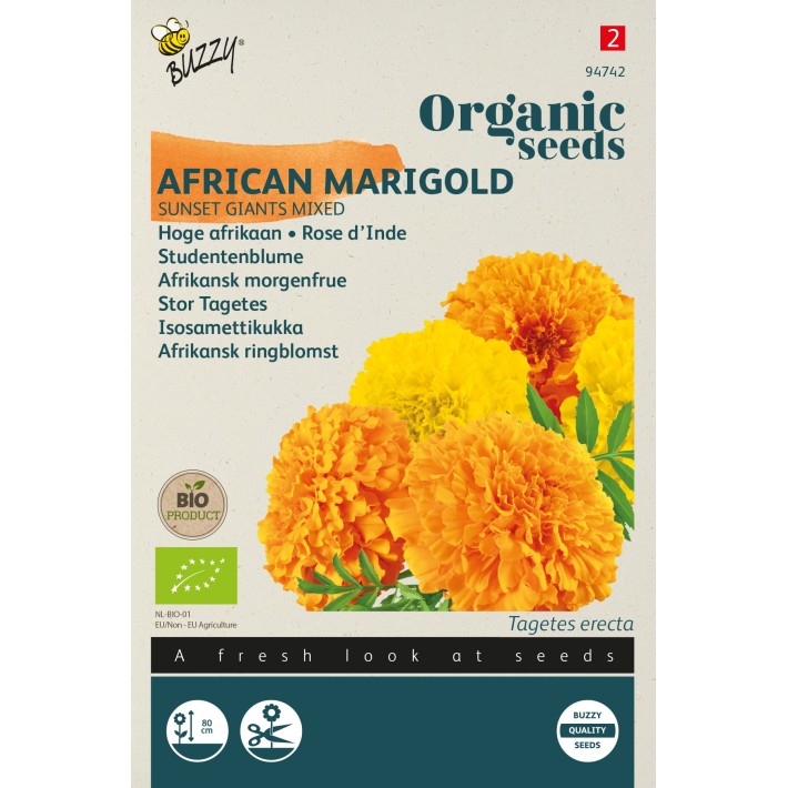 Buzzy® Organic African marigold Sunset Giants mixed (BIO)