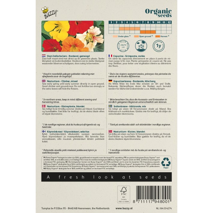 Buzzy® Organic Capucine Grimpante, variée(BIO)