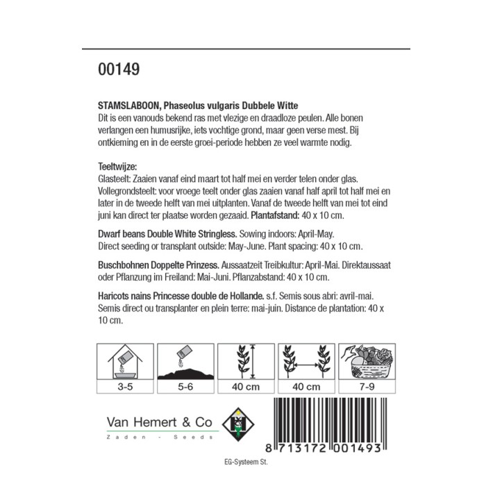 Stamslaboon Dubbele witte, 60 gr.