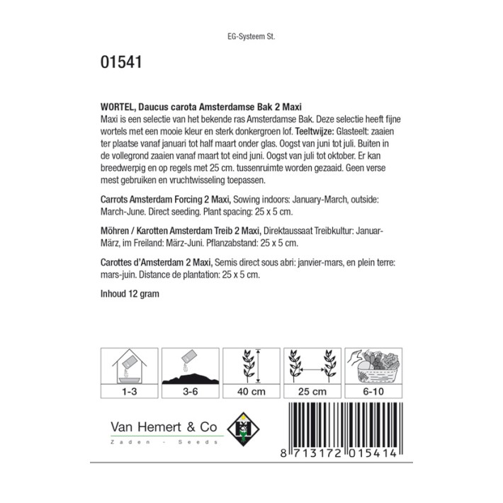 Wortel Amsterdamse Bak 2 Maxi, 10 gr.