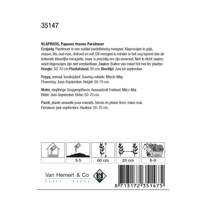 Papaver rhoeas Parelmoer