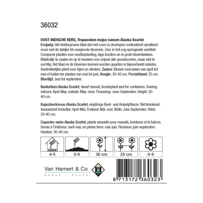 Tropaeolum m.n. Alaska Scarlet