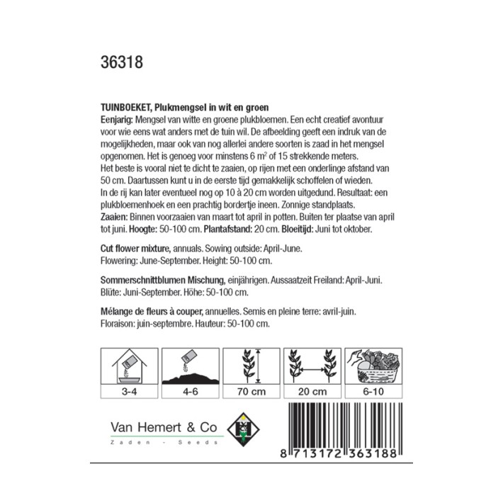 Tuinboeket, Plukmengsel in wit en groen